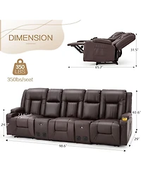 Aecojoy 3 Seater Recliner Sofa with 2 Console&Bluetooth Speakers
