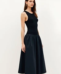 Modenaire Women's Sleeveless Mixed-Media Midi Dress