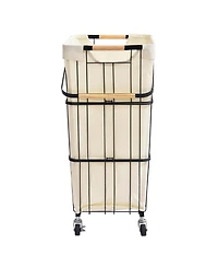 Oceanstar Mobile Rolling Storage Laundry Basket Cart with Handle