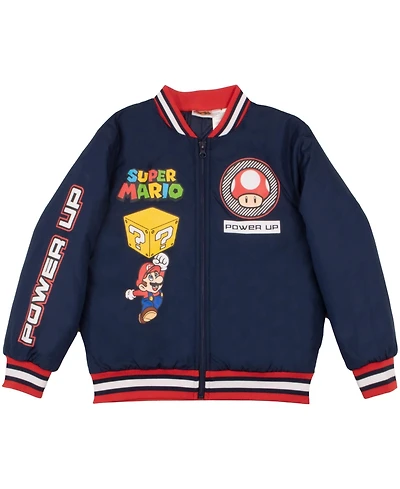 Mario Boys Super Luigi and Bowser Zip-Up Graphic Print Bomber Jacket