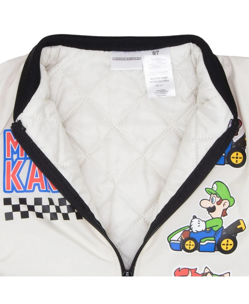 Mario Kart Boys Super Zip-Up Graphic Print Varsity Bomber Jacket