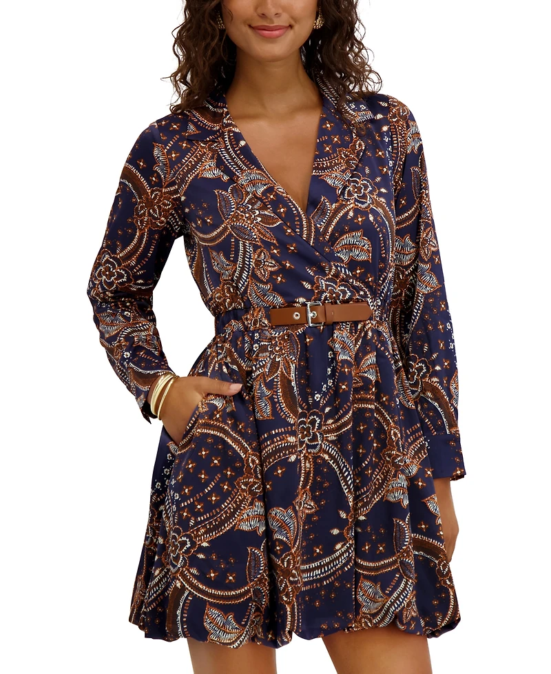 kensie Women's Long Sleeve Pull-On Dress