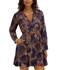 kensie Women's Long Sleeve Pull-On Dress