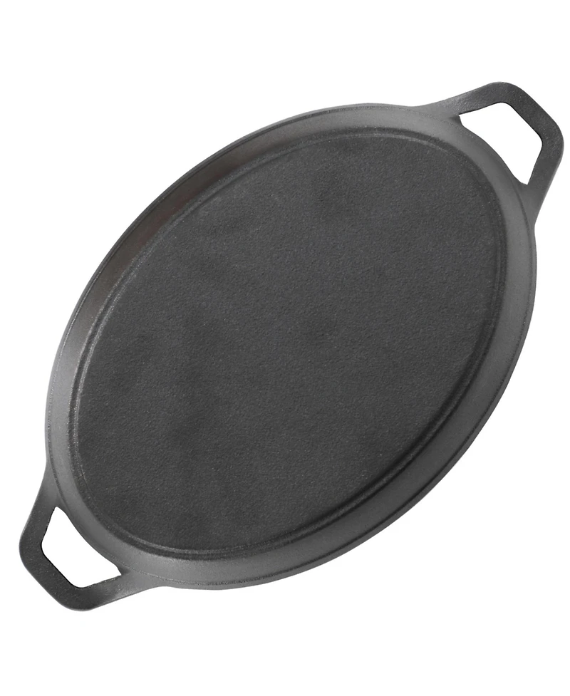 MegaChef Piece Mini Cast Iron Oval Pan with Wood Tray Set