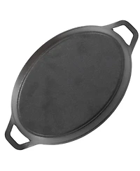 MegaChef Piece Mini Cast Iron Oval Pan with Wood Tray Set
