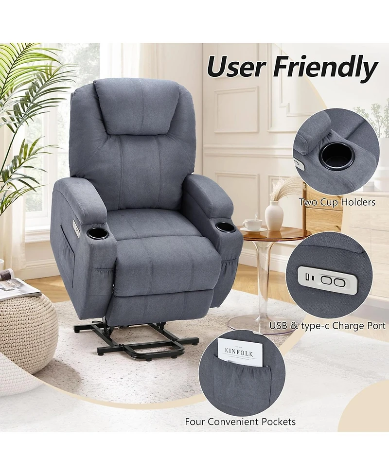Aecojoy Electric Lift Chair Sofa with Side Pockets