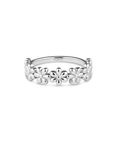 Devata Daisy Flower Ring In Rhodium Plated Sterling Silver Size 7