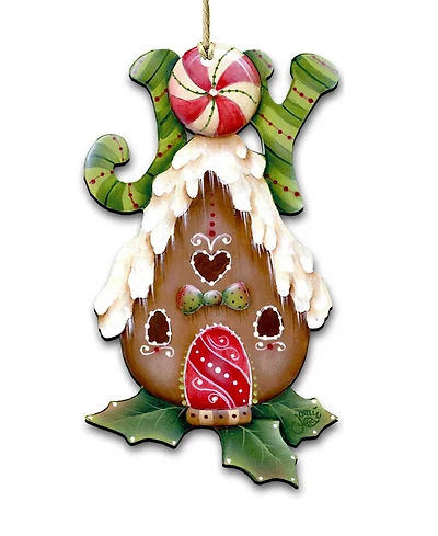 Designocracy Joy Gingerbread House Holiday Ornament