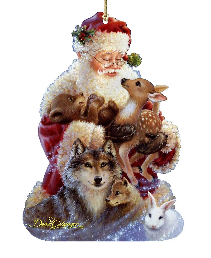 Designocracy Santa Little Friends Wooden Ornament