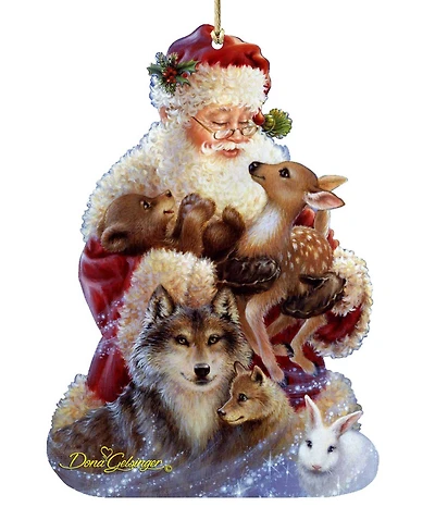 Designocracy Santa Little Friends Wooden Ornament