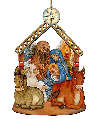 Designocracy Nativity Wooden Christmas Ornament