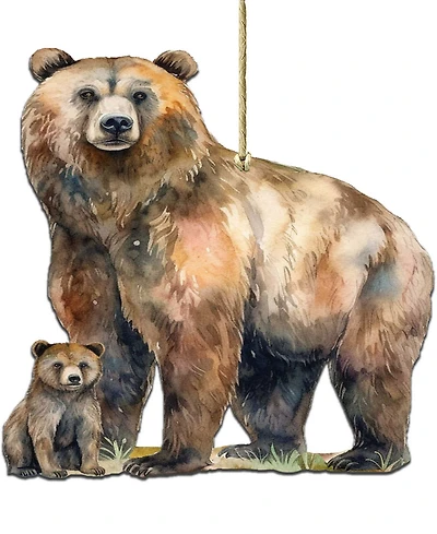 Designocracy Grizzly Bear and Cub Christmas Ornament