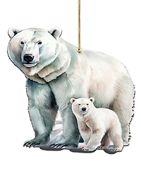 Designocracy Polar Bear and Cub Christmas Wood Ornament