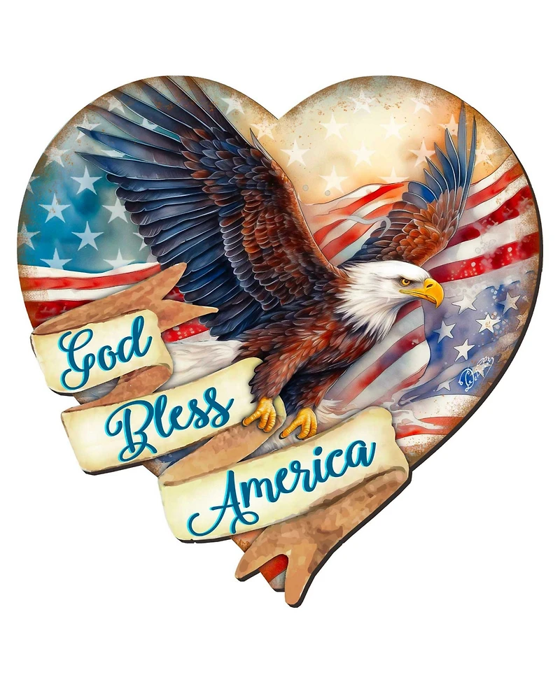 Designocracy God Bless America Patriotic Eagle Decor