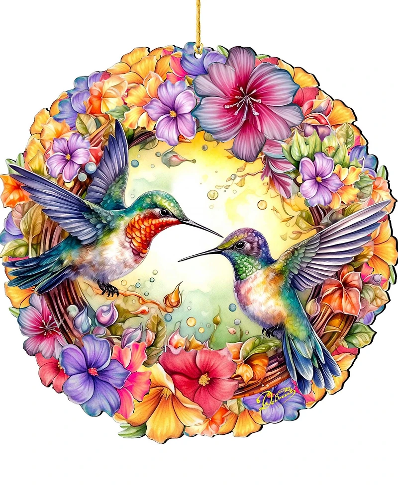Designocracy Hummingbirds Wreath Christmas Ornament