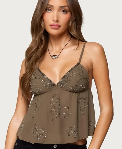 Edikted Women's Raia Beaded Babydoll Top