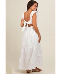 Pinkblush Maternity White Ruffle Trim Maxi Dress