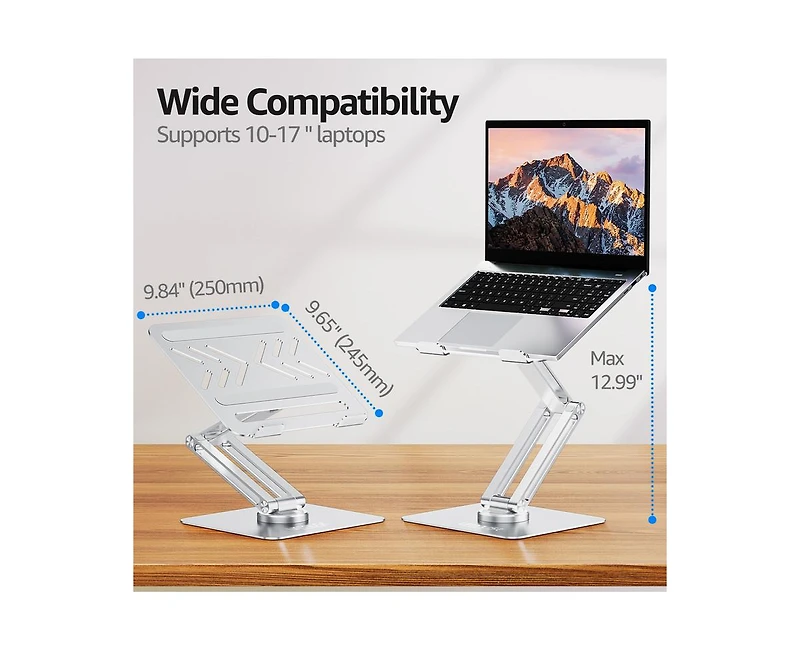 Urmust Height Adjustable Laptop Stand for Desk with 360°Rotating Base, Laptop Riser, Computer Accessories Compatible with MacBook, All Laptops 10