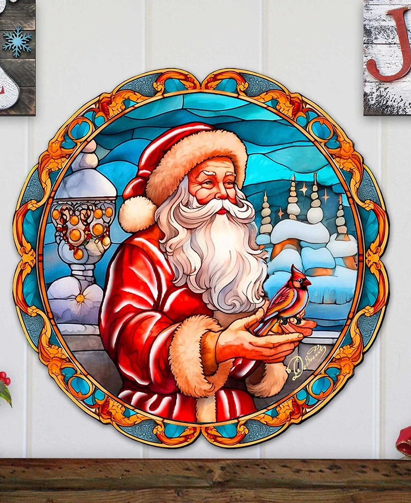 Designocracy Santa with Red Cardinal Holiday Decor
