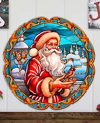 Designocracy Santa with Red Cardinal Holiday Decor