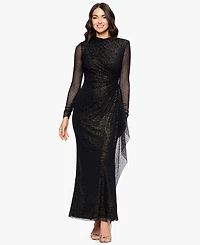 Betsy & Adam Petite Burnout Long Sleeve Gown