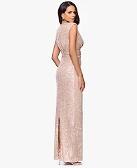 Betsy & Adam Petite Sequin Long Sheath Gown