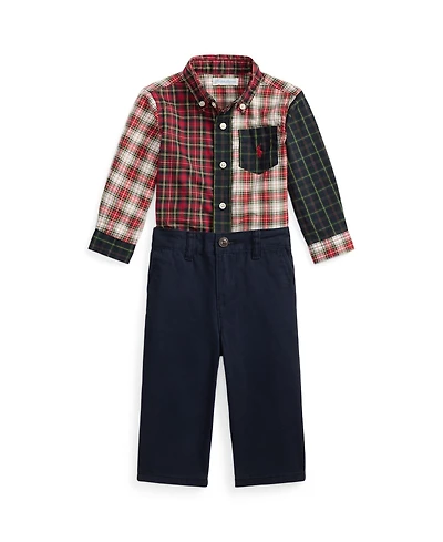 Polo Ralph Lauren Baby Boys 2-Piece Long Sleeves Plaid Shirt and Chino Pants Set