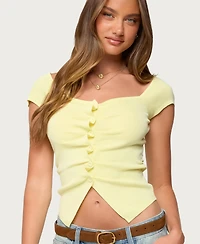 Edikted Women's Lilibet Sweetheart Button Up Top