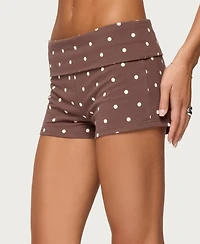 Edikted Womens Chelsie Polka Dot Foldover Shorts