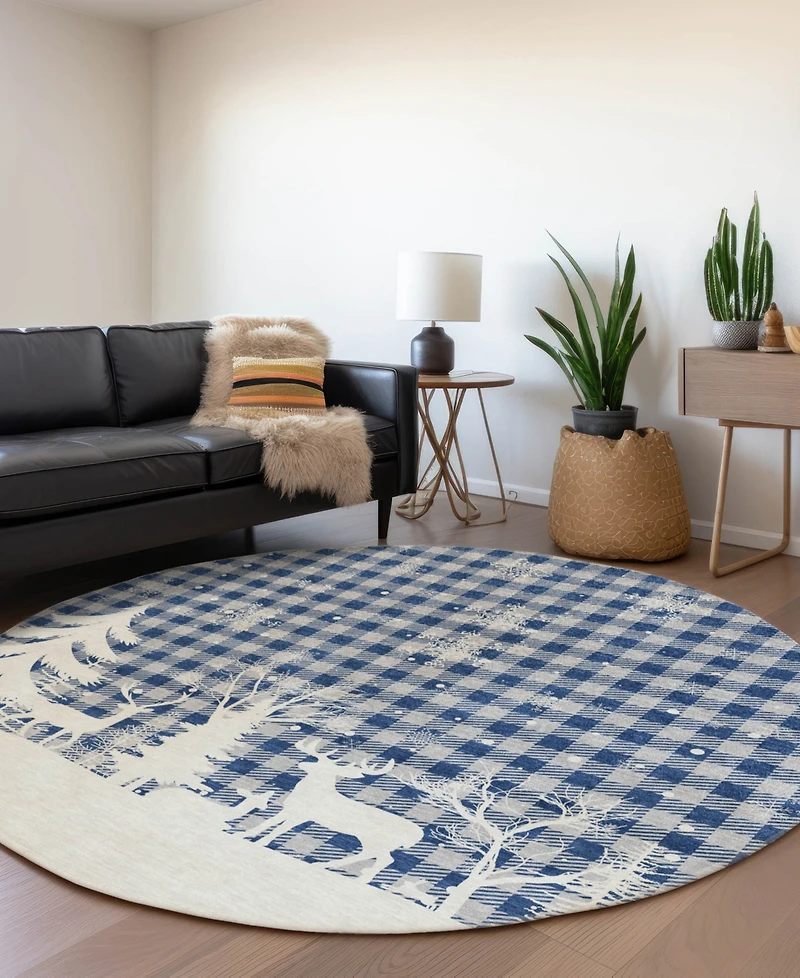 Addison Holiday Washable Indoor/Outdoor ACN1824 8'x8' Round Area Rug