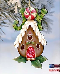 Designocracy Joy Gingerbread House Holiday Ornament