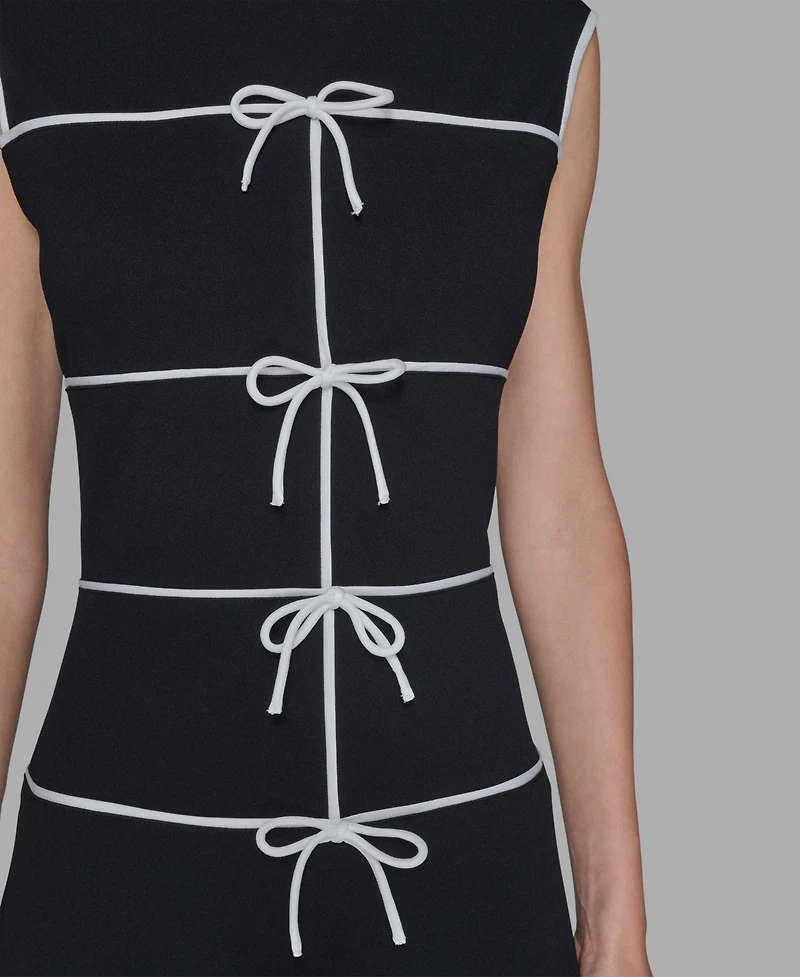 Karl Lagerfeld Paris Women's Piping Detail Boat Neck Midi Dress