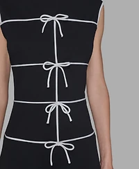 Karl Lagerfeld Paris Women's Piping Detail Boat Neck Midi Dress