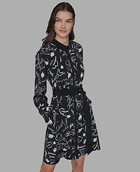 Karl Lagerfeld Paris Women's Printed Collared Shirt Dress