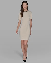 Karl Lagerfeld Paris Women's Embellished Crew Neck Sweater Dress