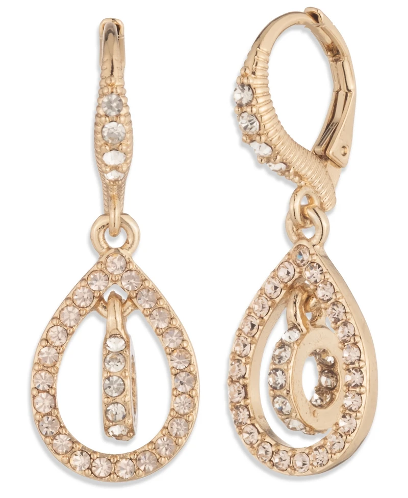 Givenchy Gold-Tone Crystal Pave Pear Drop Earrings