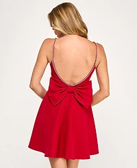 City Studios Juniors' Square Neck Rhinestone Trimmed Straps Dress