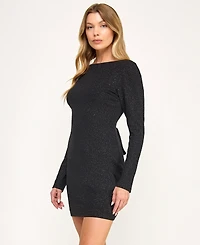 City Studios Juniors' Glitter Knit Long Sleeve Dress