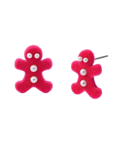 Betsey Johnson Faux Cultivated Pearl Santa Baby Gingerbread Stud Earrings