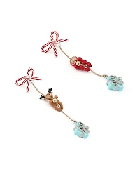 Betsey Johnson Multi-Colored Santa Baby Reindeer Mixed Charm Drop Earrings