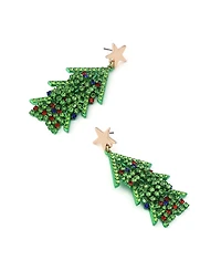 Betsey Johnson Faux Stone Santa Baby Christmas Tree Drop Earrings