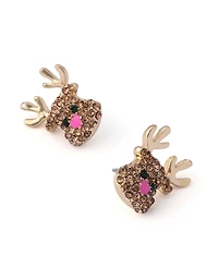 Betsey Johnson Faux Stone Santa Baby Reindeer Stud Earrings