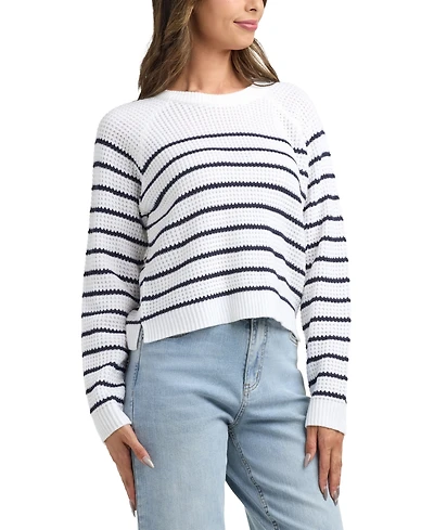 Bcx Women's Resort Spring Stripe Crew Neck Sweater