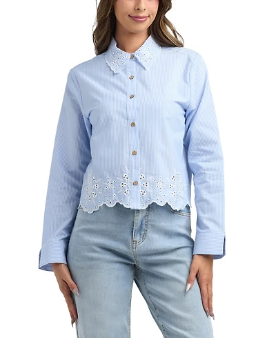 Bcx Women's Resort Button Up Long Sleeve Shirt
