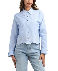 Bcx Women's Resort Button Up Long Sleeve Shirt