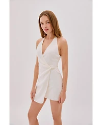 Labeca London Women's Sadie Linen Wrap Mini Dress