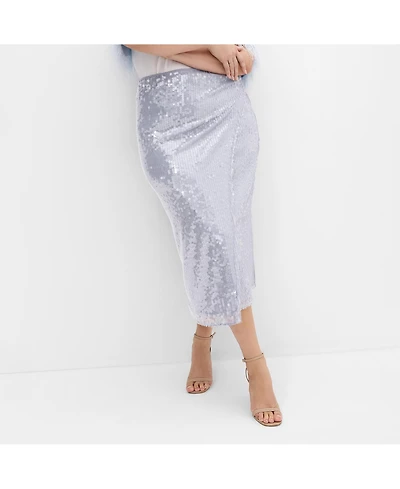 City Chic Women's Sequin Midi Skirt