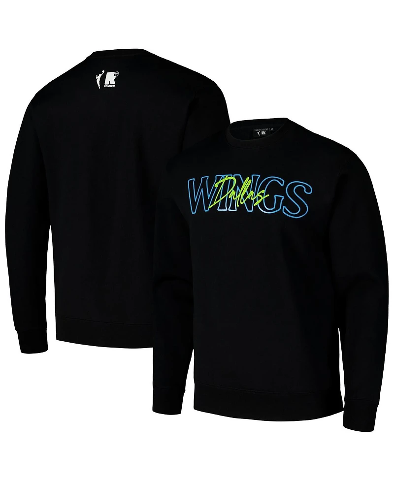 Round21 Men's and Women's Black Dallas Wings Throwback Pullover Crew Sweatshirt