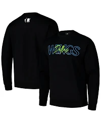 Round21 Men's and Women's Black Dallas Wings Throwback Pullover Crew Sweatshirt