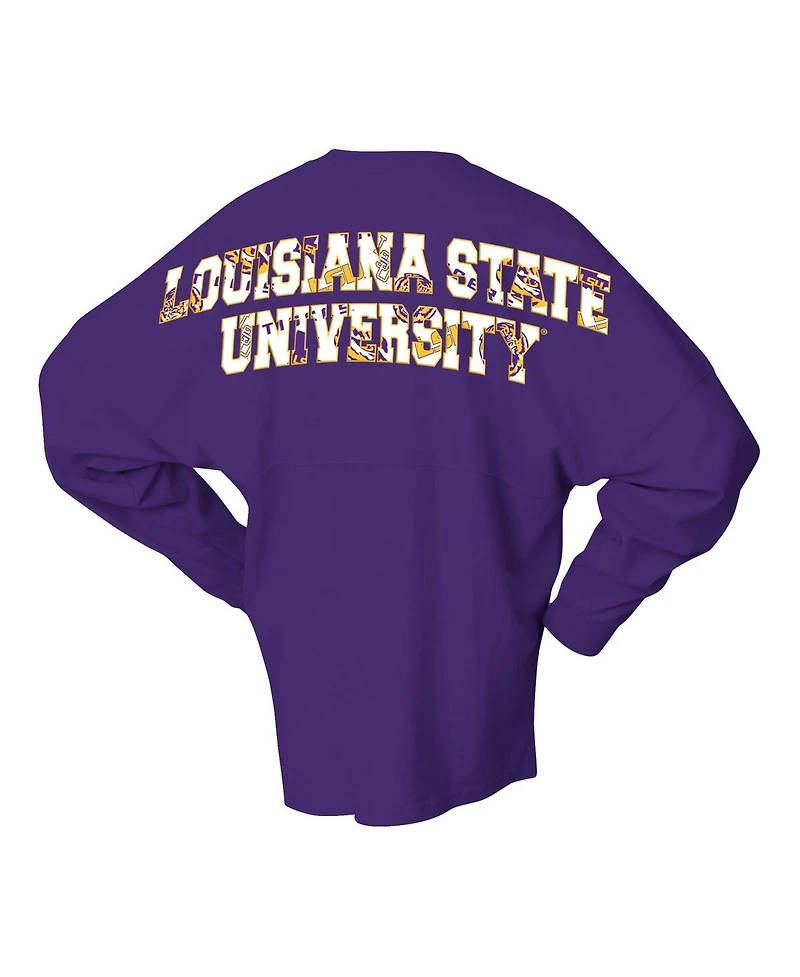 Spirit Jersey Women's Purple Lsu Tigers Oversized Preppy Long Sleeve T-Shirt